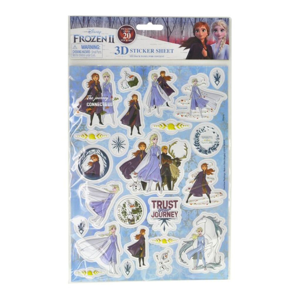 Disney Frozen II Raised 3D Sticker Sheet (24-CT) Elsa Anna Kristoff Sven Olaf
